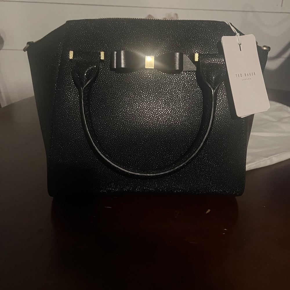 Ted Baker Black Textured Bow Handbag